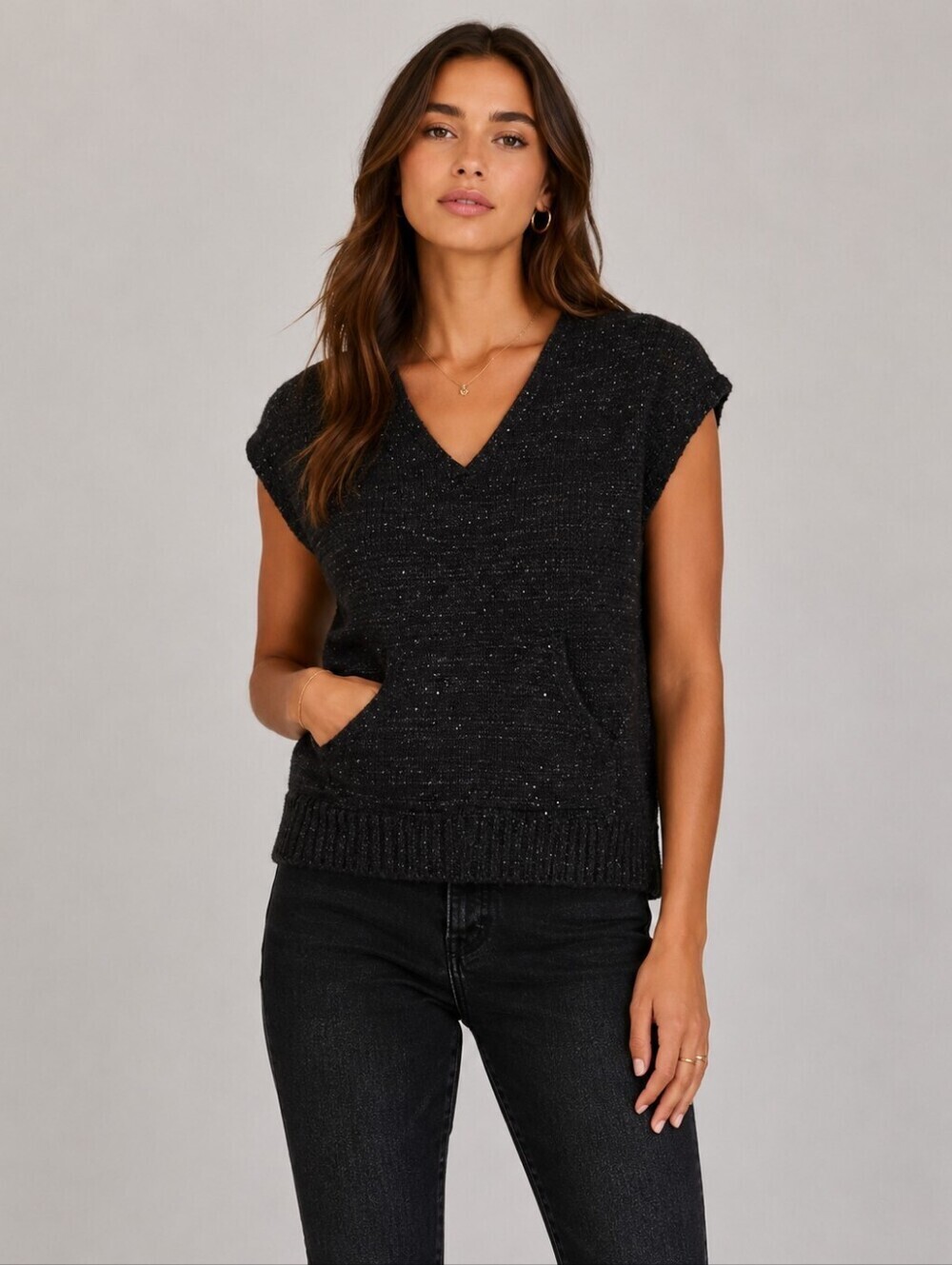 Tommy Bahama Black Sequin Sweater Vest